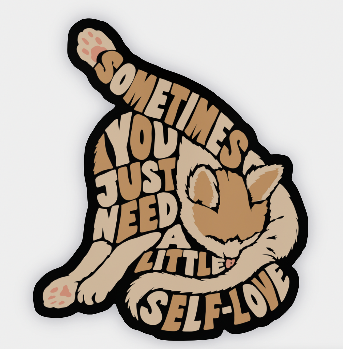 Self-Love Cat Calligram Sicker