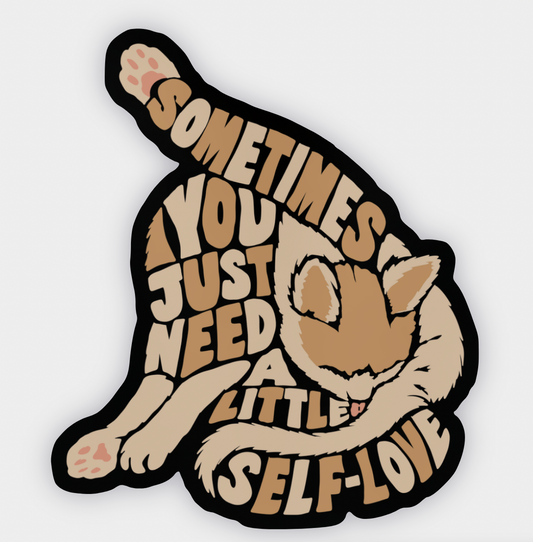 Self-Love Cat Calligram Sicker